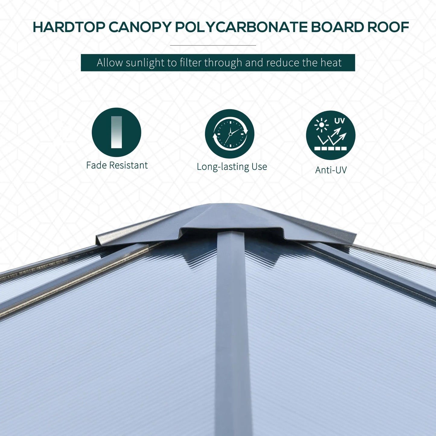 3 x 3(m) Hardtop Gazebo Canopy with Polycarbonate Roof, Aluminium Frame, Permanent Pavilion Garden Gazebo with Netting and Curtains for Patio, Deck, Dark Grey