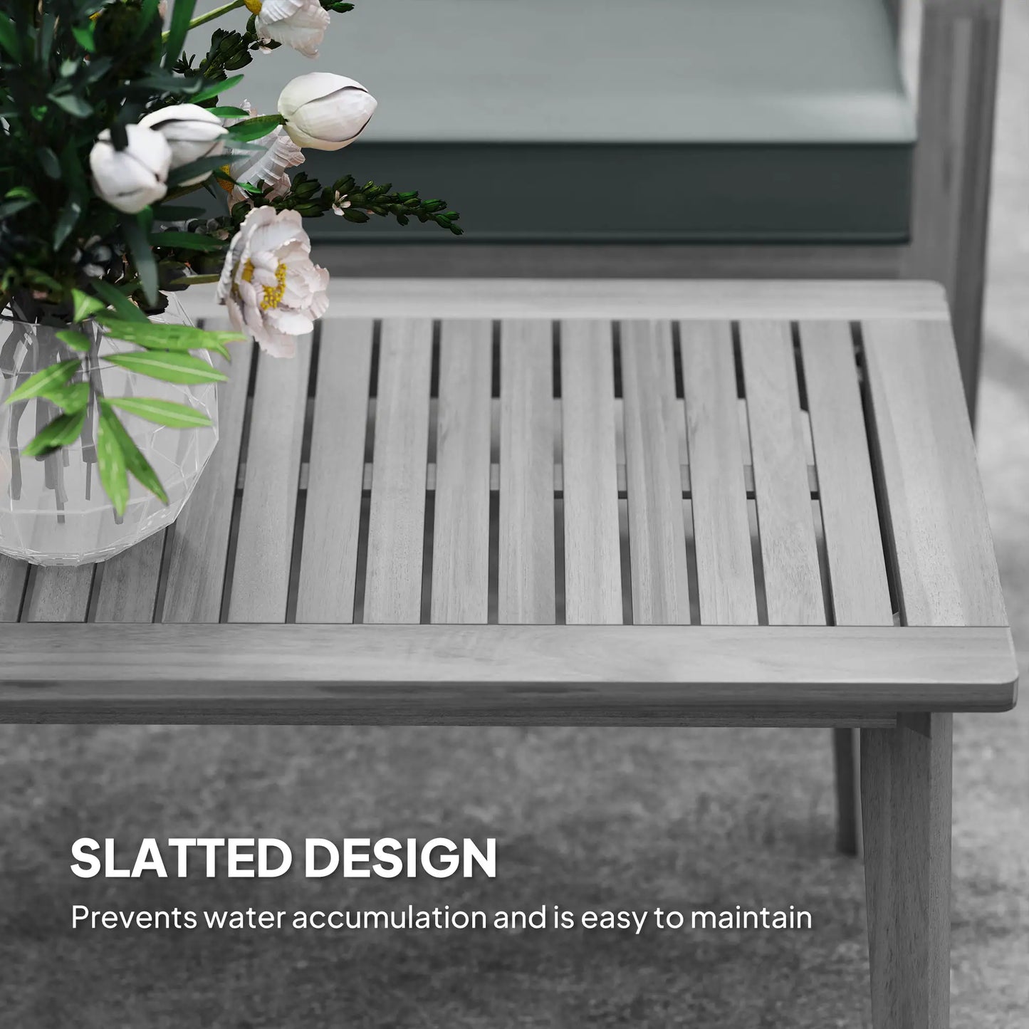 4-Piece Wooden Garden Furniture Set with Cushions - Light Grey