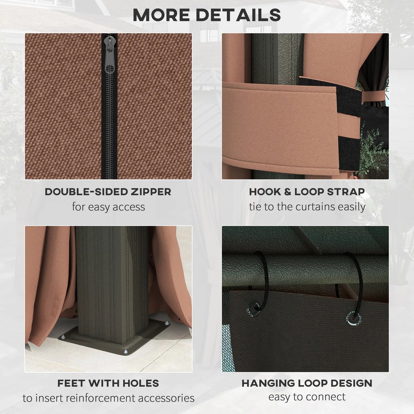 3 x 3.7m Outdoor Hardtop Gazebo Canopy Aluminium Frame with 2-Tier Roof & Mesh Netting Sidewalls for Patio, Dark Brown