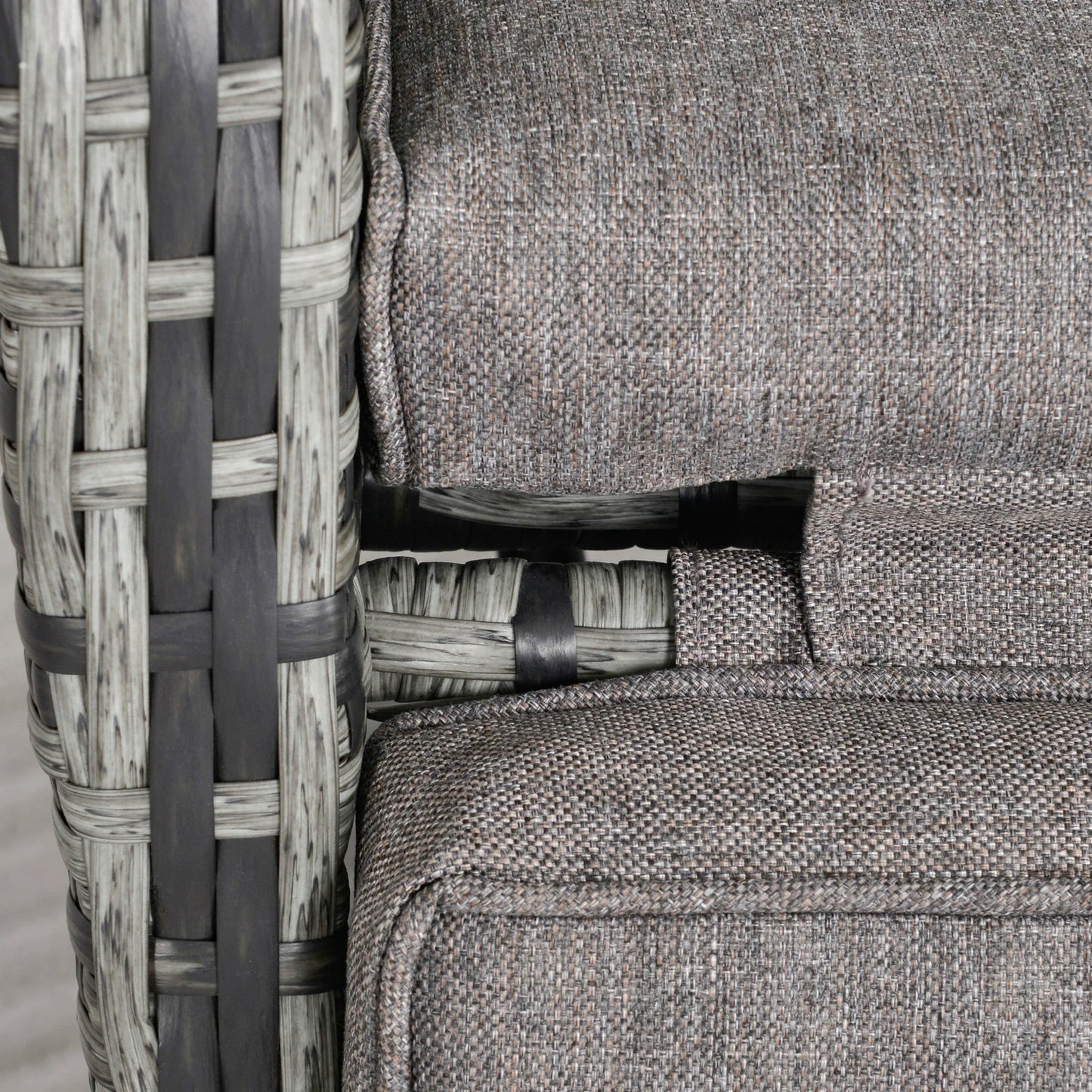 2 Seater Patio Wicker Chaise Lounge Sofa Set with Fabric Cushion, Grey