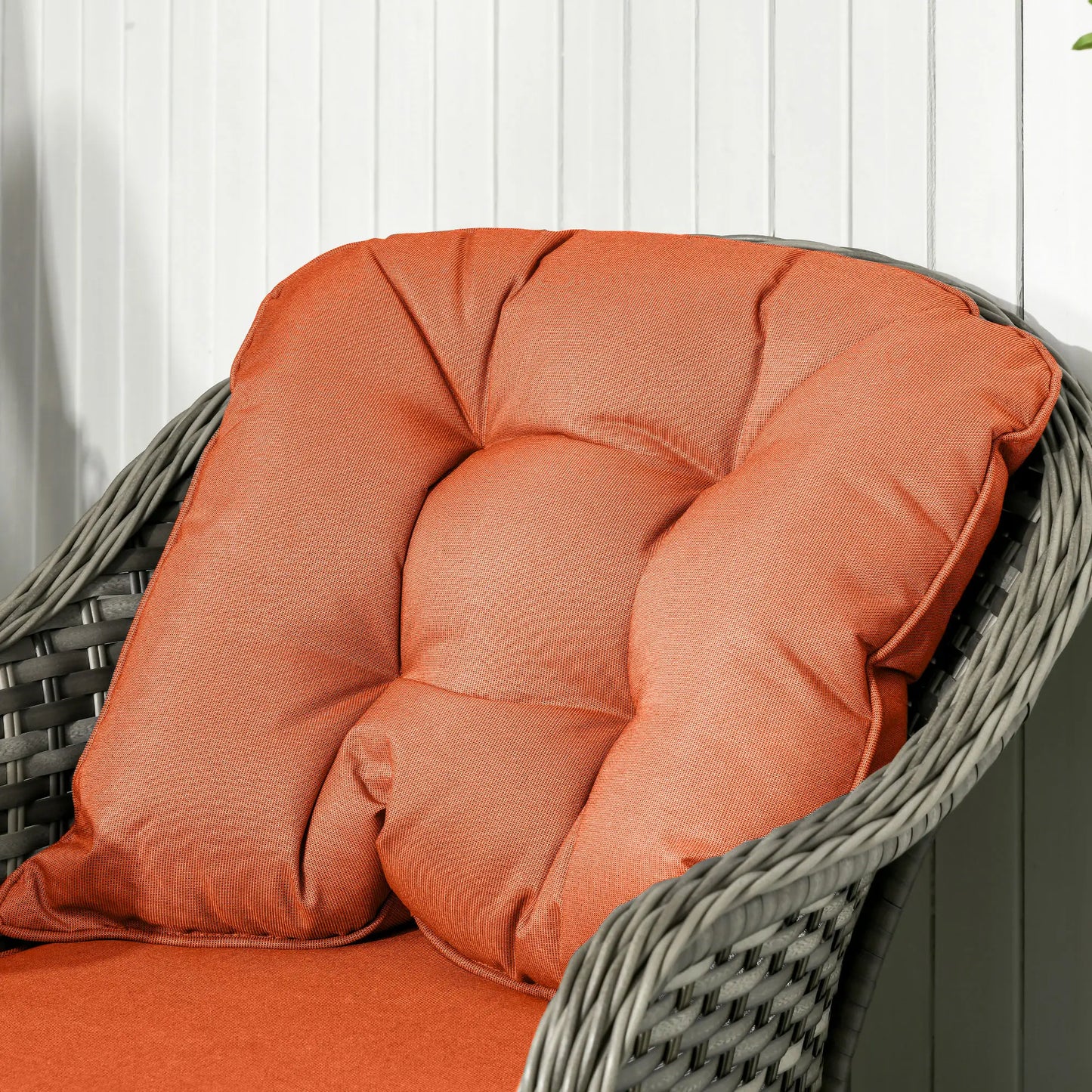 Four-Piece Rattan Sofa Set, with Glass-Top Table - Orange