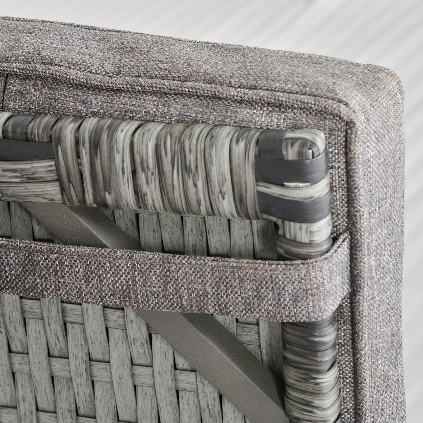 2 Seater Patio Wicker Chaise Lounge Sofa Set with Fabric Cushion, Grey