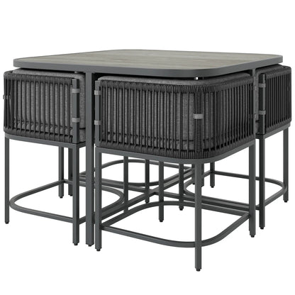 4-Seater Rattan Cube Garden Furniture Set with Cushions - Charcoal Grey