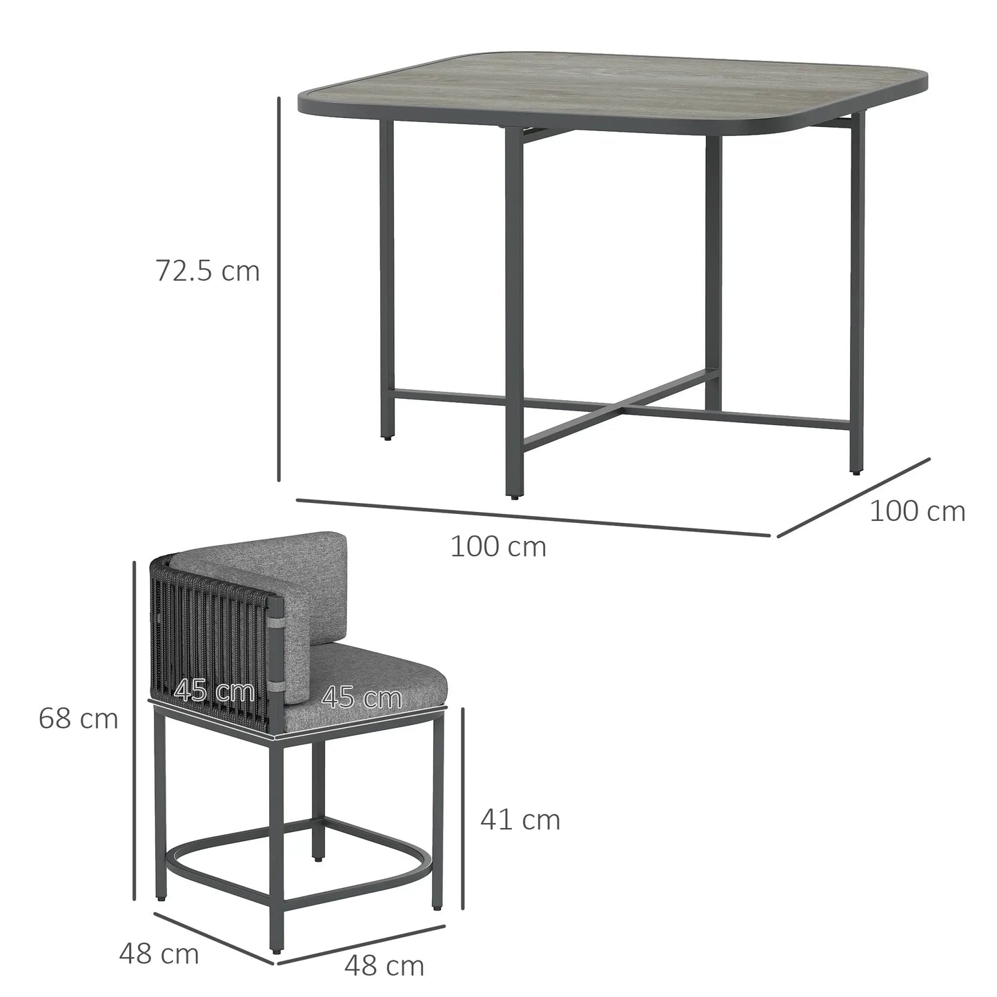 4-Seater Rattan Cube Garden Furniture Set with Cushions - Charcoal Grey