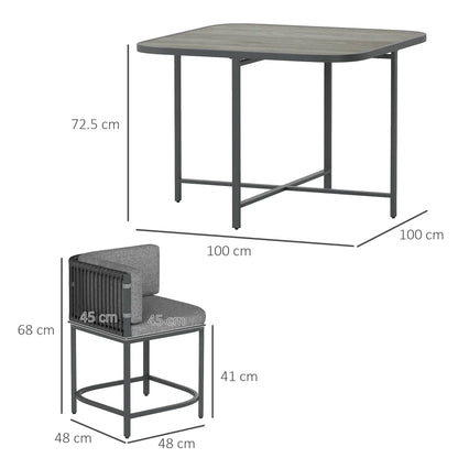 4-Seater Rattan Cube Garden Furniture Set with Cushions - Charcoal Grey