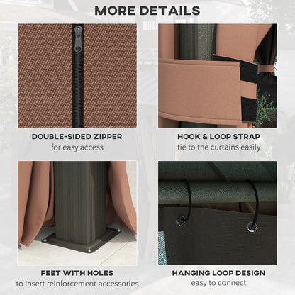 3 x 3.7m Outdoor Hardtop Gazebo Canopy Aluminium Frame with 2-Tier Roof & Mesh Netting Sidewalls for Patio, Dark Brown