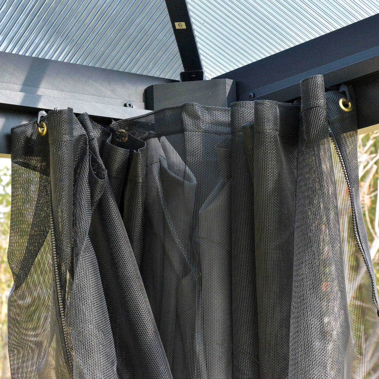 Outdoor 3 x 3(m) Gazebo Cabana w/ Steel Frame & Net Sidewalls for Privacy