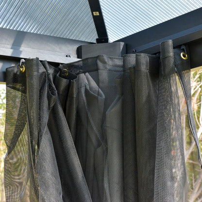Outdoor 3 x 3(m) Gazebo Cabana w/ Steel Frame & Net Sidewalls for Privacy