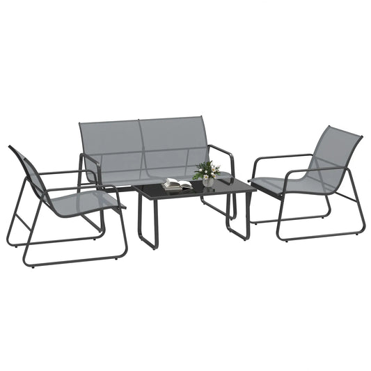 Four-Piece Minimalistic Garden Sofa Set - Light Grey