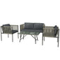 Four-Piece Round Rattan Rope Sofa Set - Grey