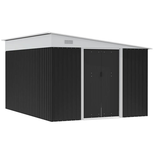 3.3m x 2.68m Corrugated Metal Shed - Black